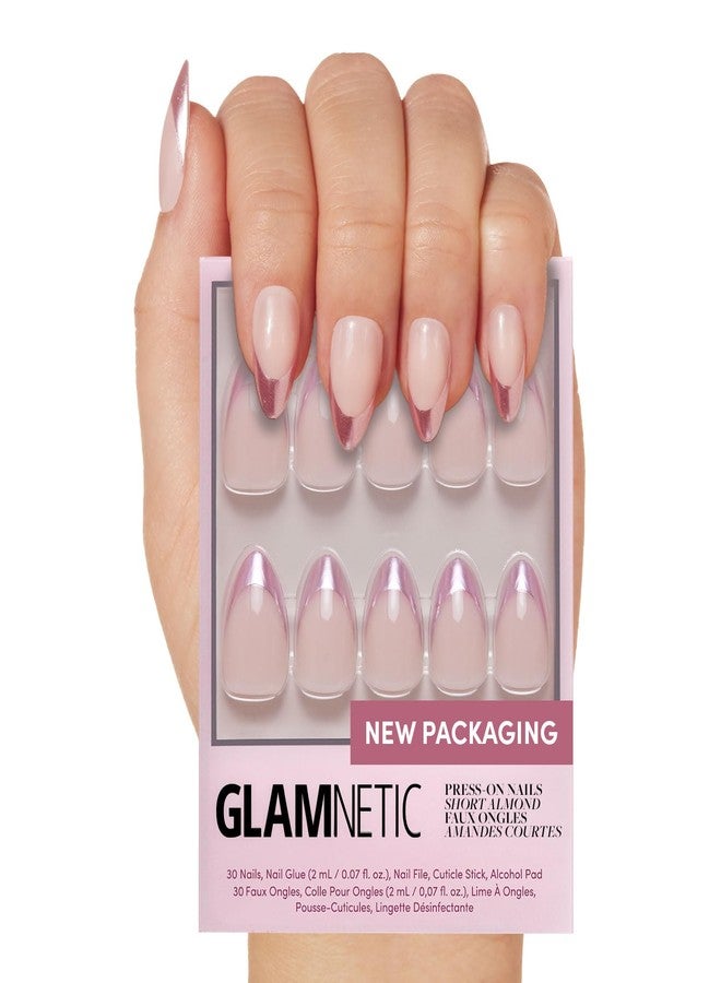 Glamnetic Press On Nails - Short Almond, Metallic Fake Nails 30 Pc Full Kit - Image 1