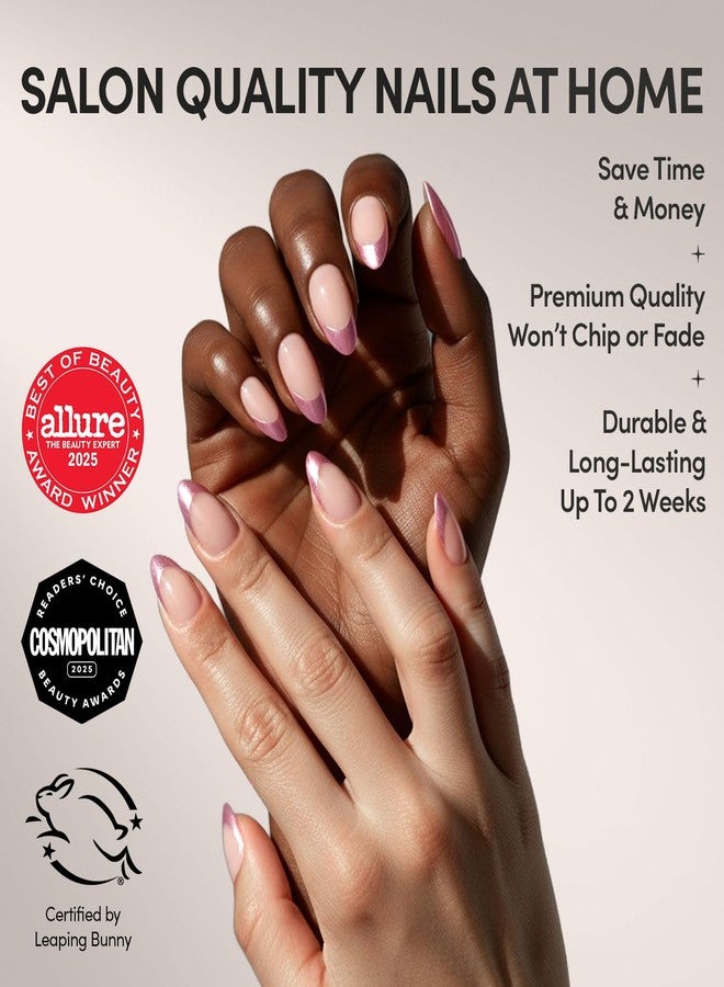 Glamnetic Press On Nails - Short Almond, Metallic Fake Nails 30 Pc Full Kit - Image 2