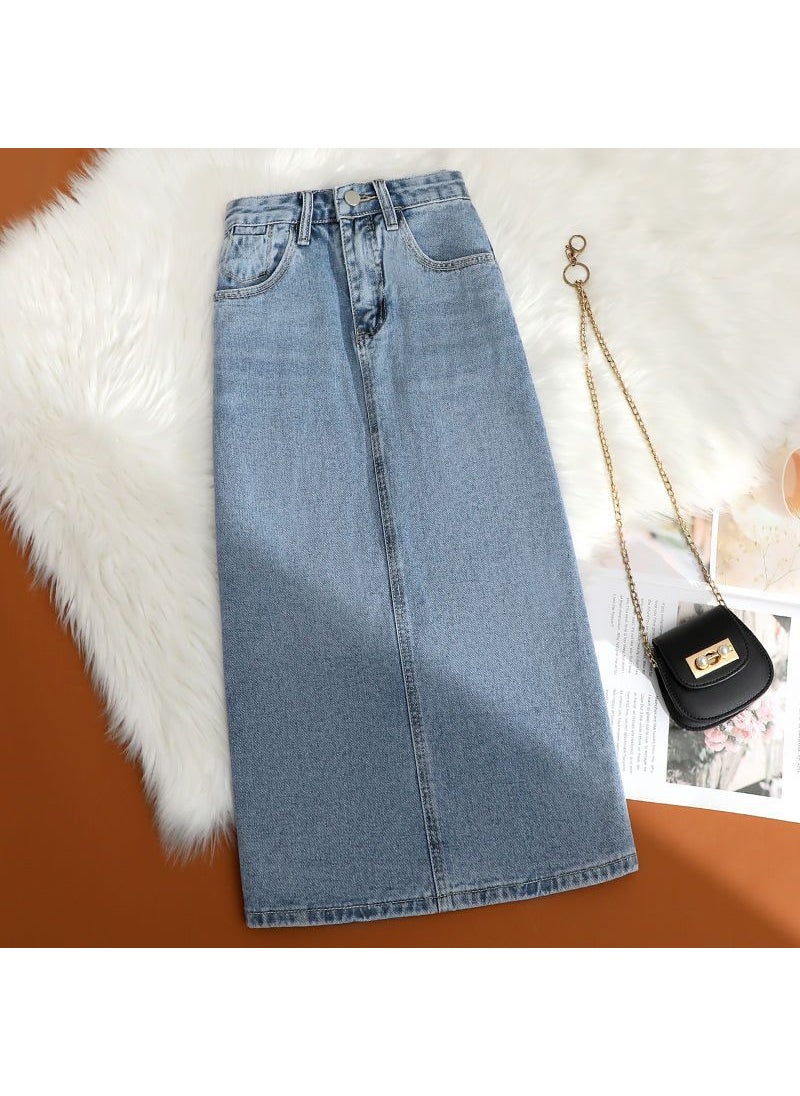 Generic - Summer 2024 Petite High-Waist Denim Skirt Black. 6541 - Image 1