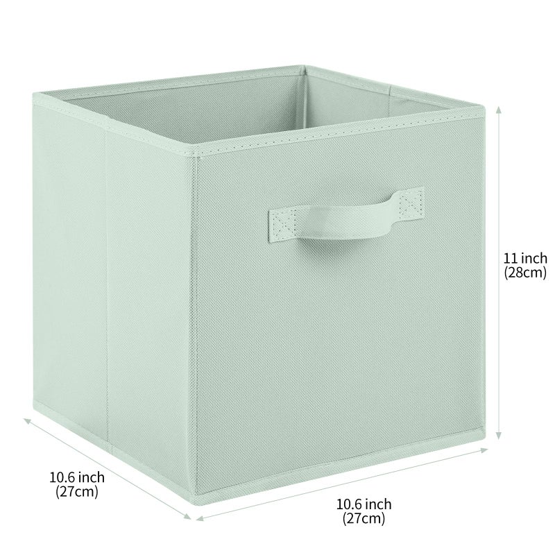 Stero Fabric Storage Bins 6 Pack Fun Colored Durable Storage Cubes with Handles Foldable Cube Baskets for Home, Kids Room, Closet and Toys Organization Cyan, Green, Yellow, Purple, Pink and Peachpuff - Image 2