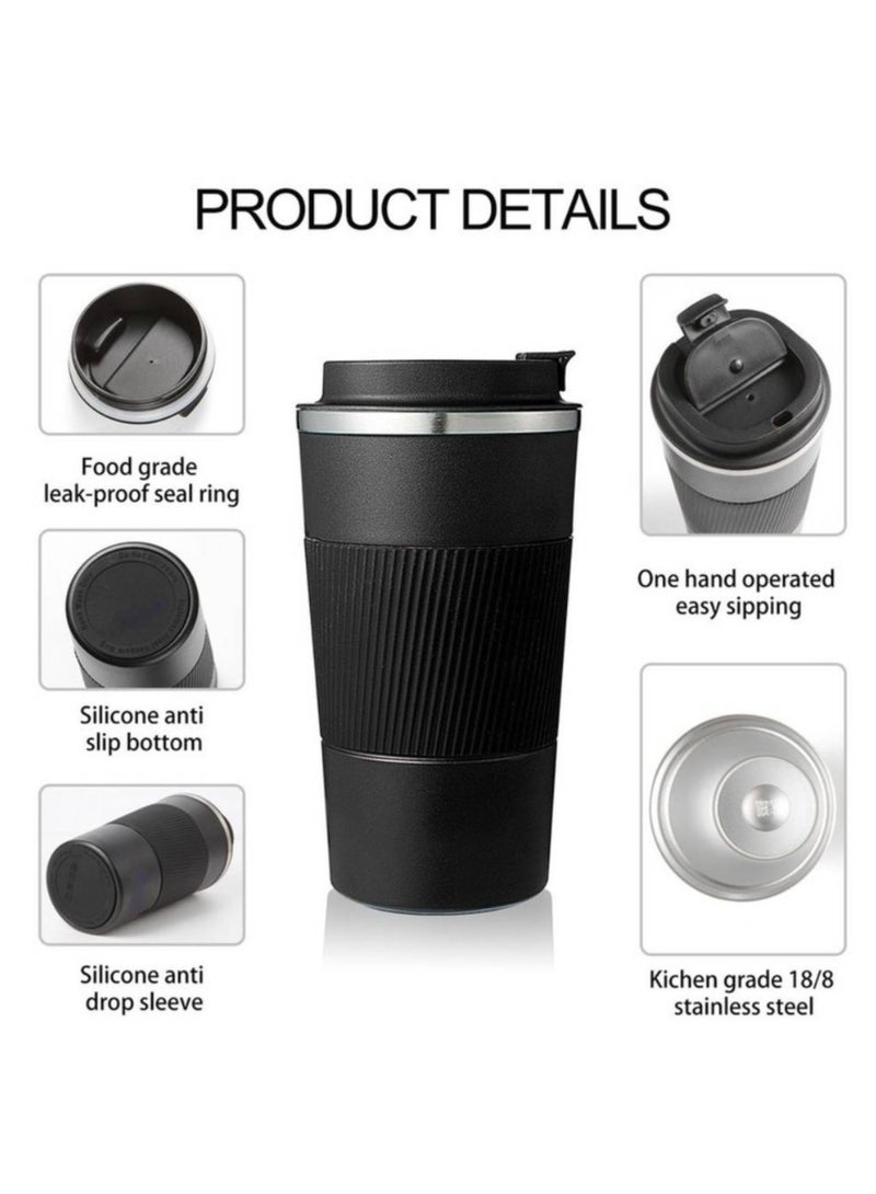 AROAQ 380ml Stainless Steel Coffee Cup Thermal Mug Non-slip Travel Car Insulated Bottle - Image 2