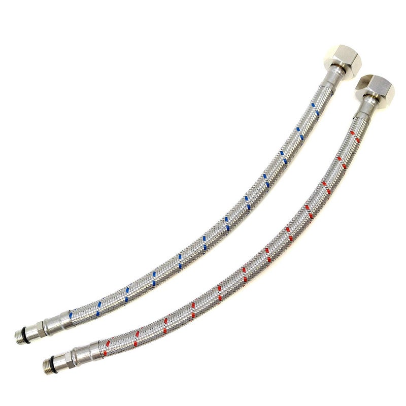 EVG Xcel Home 2 x M12 x1/2 BSP (300mm) Kitchen/Basin Monobloc Mixer Tap Connectors Flexi Pipes Tails (Short Male End) || Product code: FPM12-300S(X1) || - Image 1