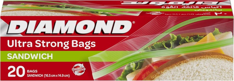 Diamond Ultra Strong Sandwich Bags - 20 Count (16.5 cm x 14.9 cm) - Image 2