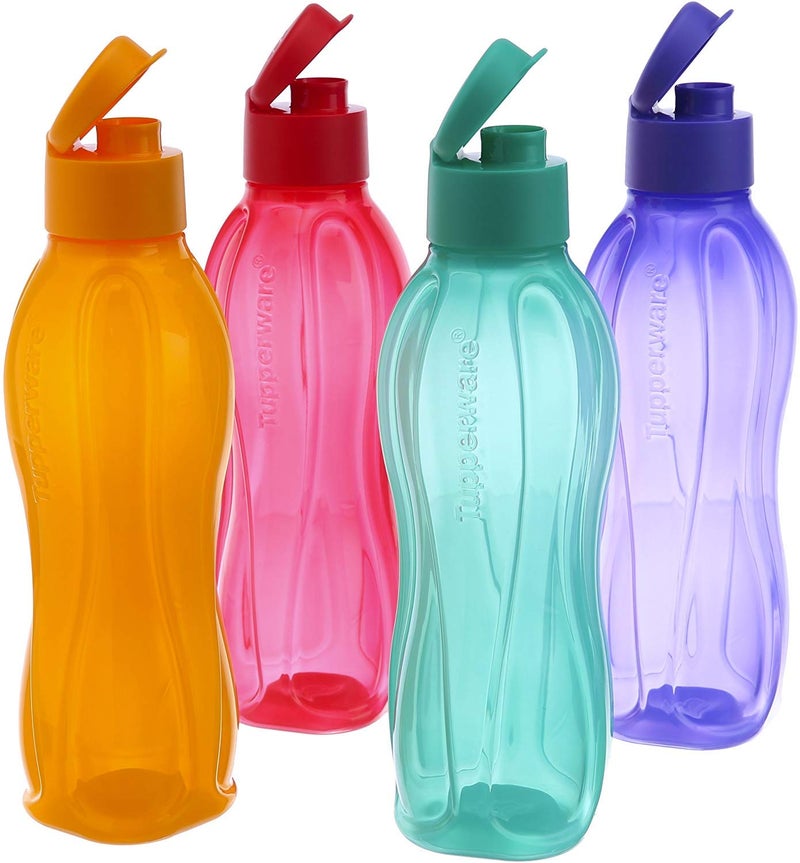 Tupperware Aquaslim Flip Top Water Bottle 750ml - 4pcs set (multicolor) - Image 2