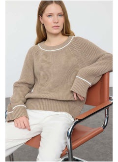 Mink Wide Pattern Piping Detailed Knitwear Sweater TWOAW25KZ00001