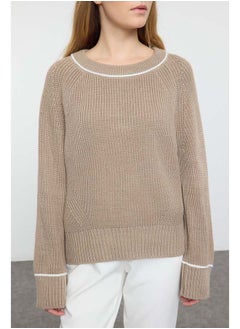 trendyol Mink Wide Pattern Piping Detailed Knitwear Sweater TWOAW25KZ00001  - Image 3