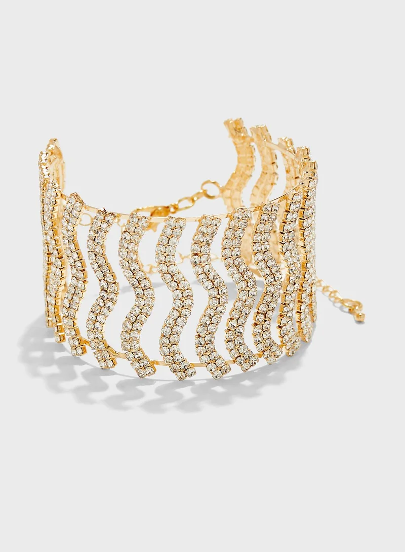 Ella Limited Edition Diamante Wavy Cuff Bracelet