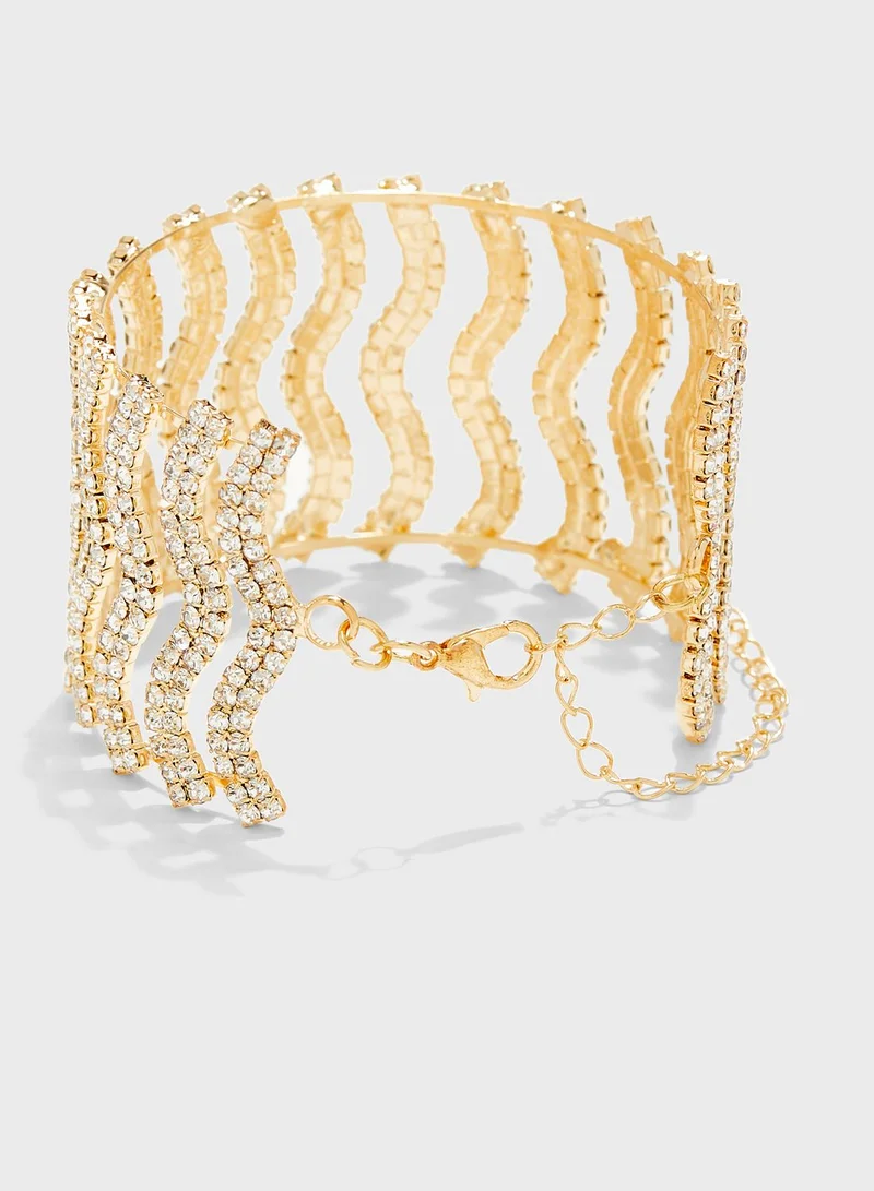 Ella Limited Edition Diamante Wavy Cuff Bracelet