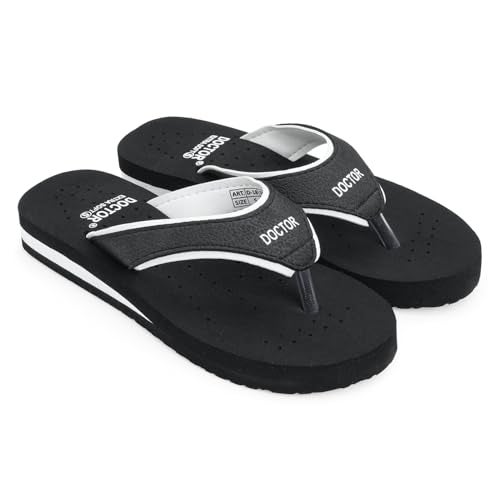 DOCTOR EXTRA SOFT Care Diabetic Orthopedic Pregnancy Flat Super Comfort Dr Flipflops and House Slippers For Women's and Girl's D-18-Black White-7 UK - Image 5