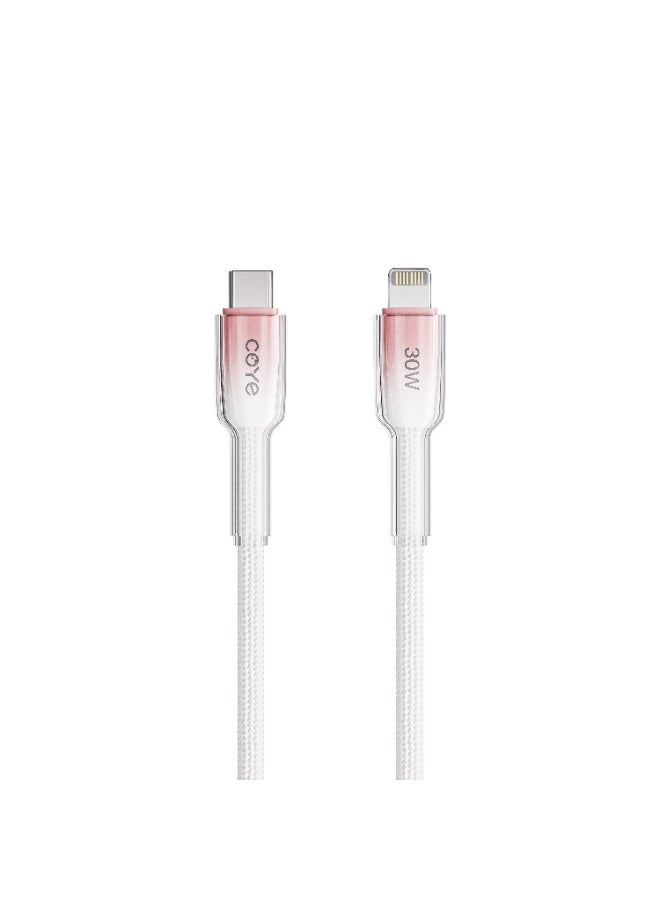 كابل شحن سريع COYE CM-21 بقدرة 30 واط من Type-C إلى Lightning بطول 1 متر - أبيض - Image 2