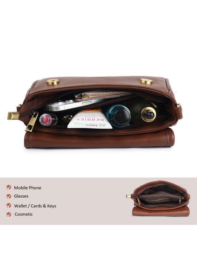 K London حقيبة ك لندن الجلدية الاصطناعية للسيدات والفتيات - حقيبة سفر عبر الجسم مع حزام قابل للفصل - حقيبة كتف أنيقة - حقيبة كتف مبطنة (2404_Parent) (بني) - Image 5