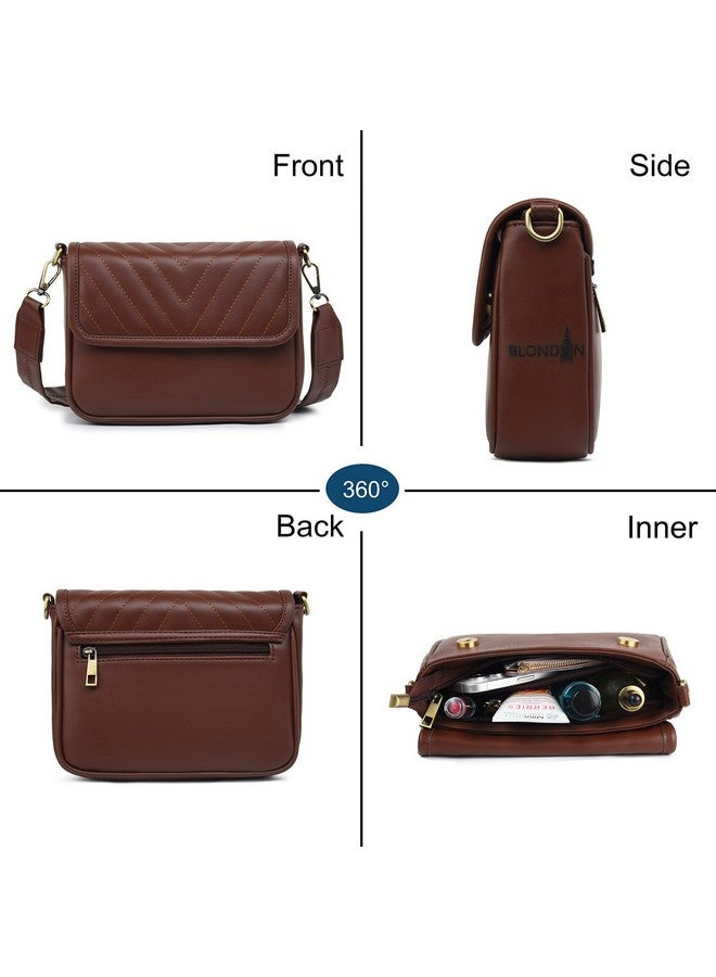 K London حقيبة ك لندن الجلدية الاصطناعية للسيدات والفتيات - حقيبة سفر عبر الجسم مع حزام قابل للفصل - حقيبة كتف أنيقة - حقيبة كتف مبطنة (2404_Parent) (بني) - Image 4