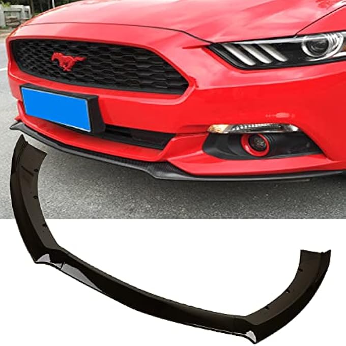 MUCO 3pcs Front Bumper Lip Spoiler Kit Compatible with Ford Mustang Gloss Black 2015 2016 2017 Front Lips Mustang Gt Front Lip - Image 1