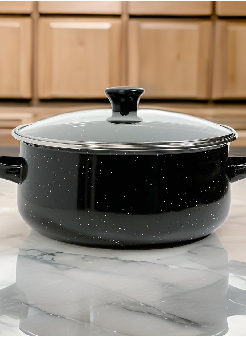 HTH - Set of 5 Enamel Cookware Pots with Lid Set Non Stick Coating with Stainless Steel Welt & Dual Handle Non Stick Enamel Dutch Oven for Bread Baking Cooking Soup Dutch Oven - Image 1