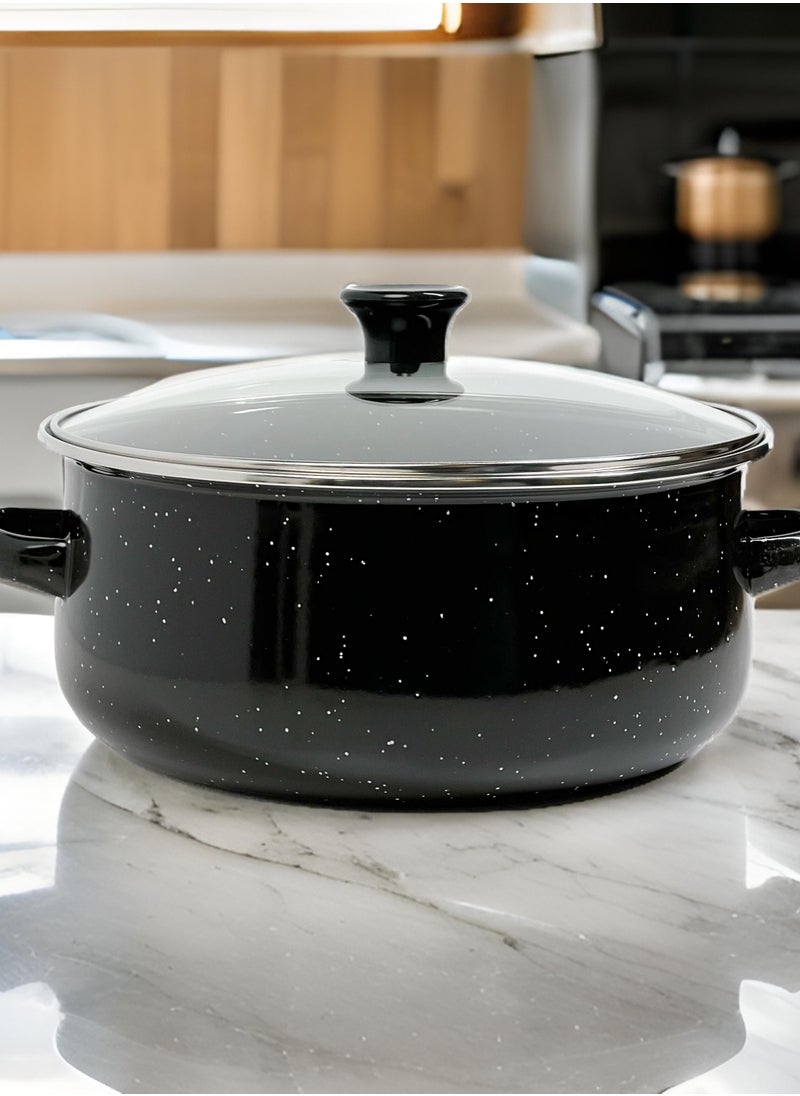 HTH - Set of 5 Enamel Cookware Pots with Lid Set Non Stick Coating with Stainless Steel Welt & Dual Handle Non Stick Enamel Dutch Oven for Bread Baking Cooking Soup Dutch Oven - Image 1