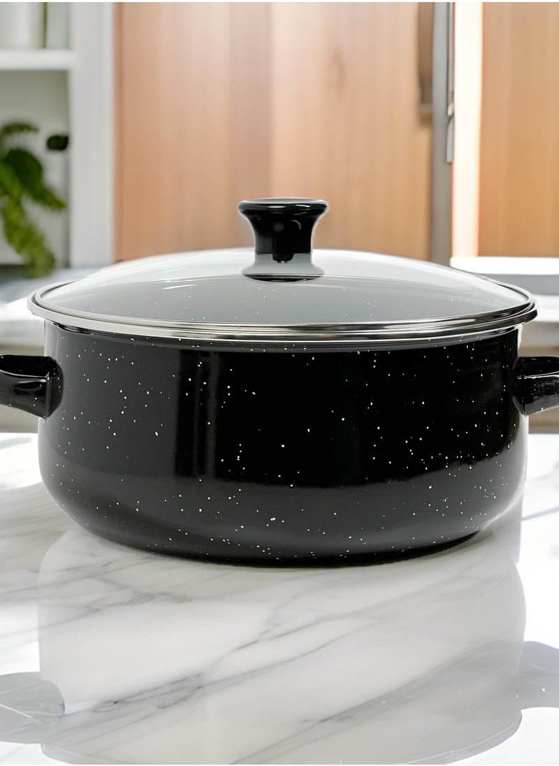 HTH Set of 5 Enamel Cookware Pots with Lid Set Non Stick Coating with Stainless Steel Welt & Dual Handle Non Stick Enamel Dutch Oven for Bread Baking Cooking Soup Dutch Oven  - Image 2