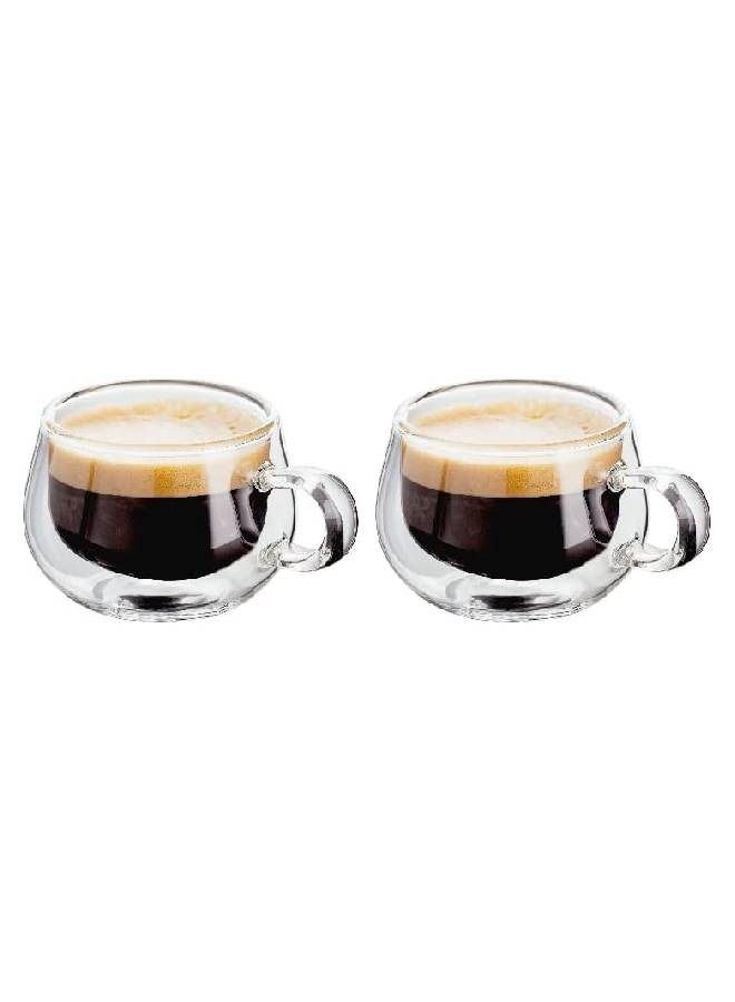 Set of 2 Double Glass Coffee Mug - Image 1