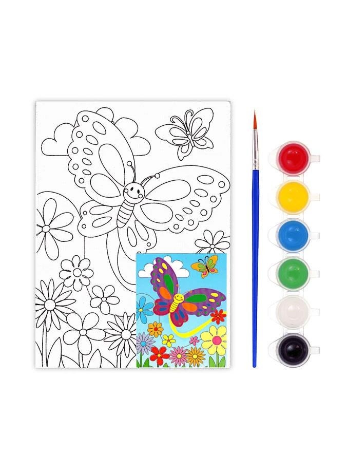 Keep Smiling Diy High Quality Canvas Panel With Paint Brush & 6 Water Colors For kids - Multi Color - Image 2