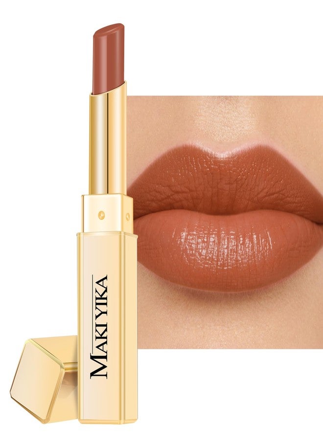 MAKI YIKA Moisture Light Brown Lipstick for Women Hydrate Lip Gloss for Dry Cracked Lips Weightless Glossy Lip Color Juicy Finish,MA050 Milk Brown - Image 1