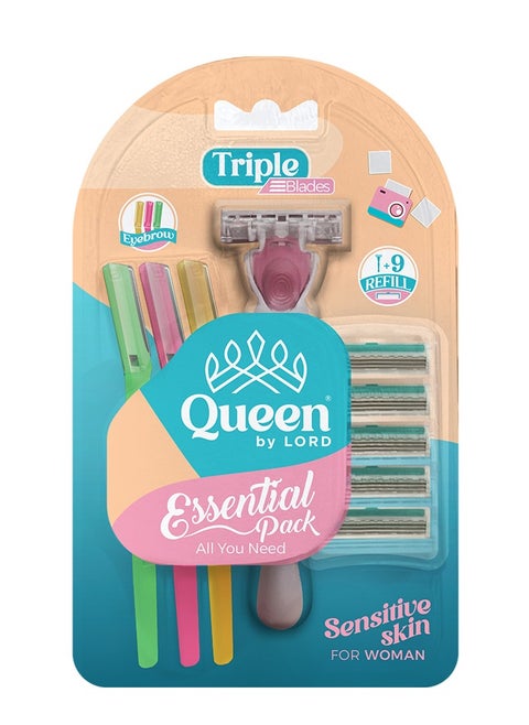 Essentials Pack with 9 Moisturizer Strip + 3 Eyebrow Razors