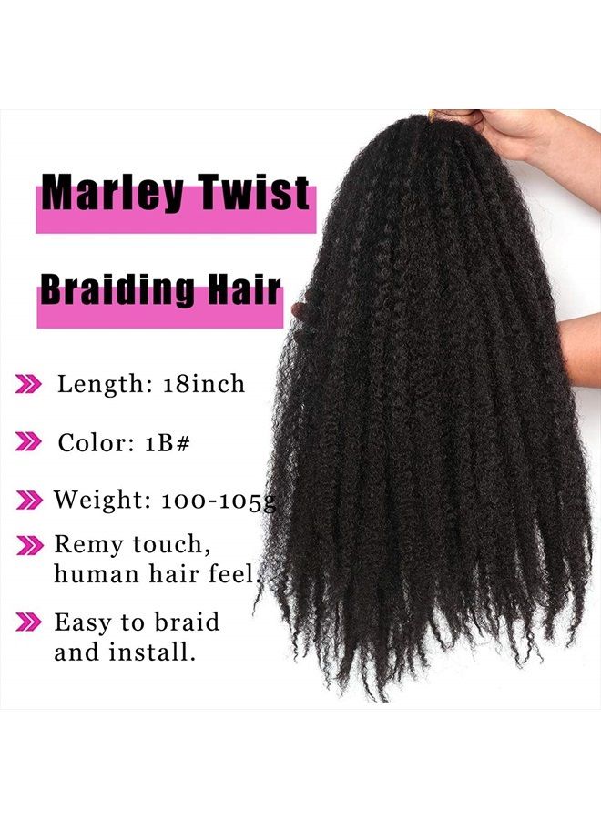 BAISAI 1 Pack 18 Inch Marley Braiding Hair Twists Marley Twist Braids Hair Long Afro Kinky Marley Hair for Butterfly Locs Crochet Hair(1B#) - Image 2
