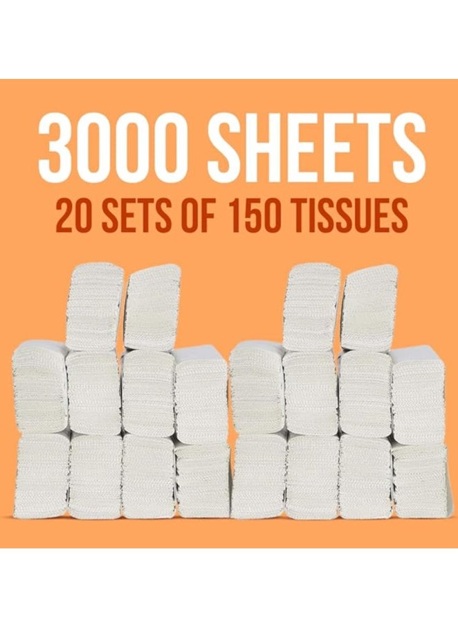 Midwest - 150-Sheet Interfold Tissue Hand Towel 20 Packets | 150x20 = 3000 Sheets - Image 1