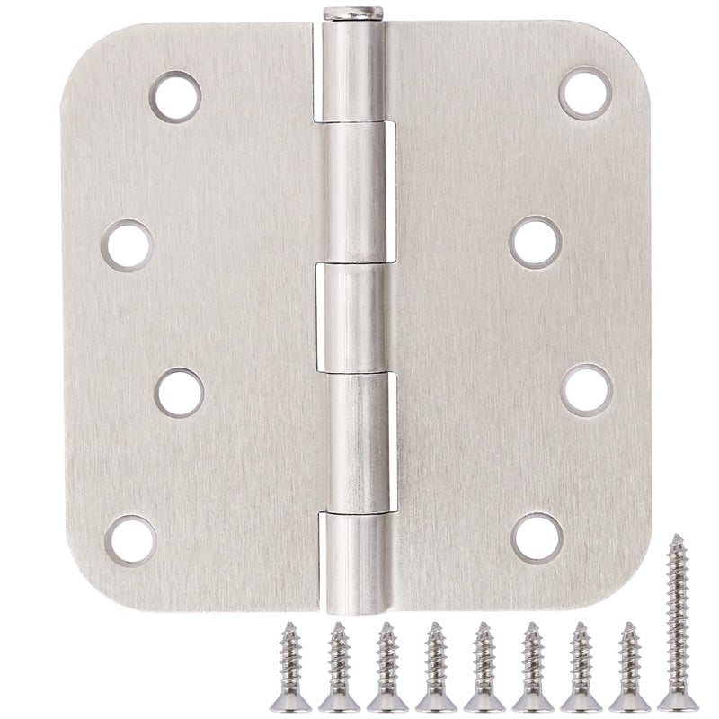 3 Pack 4 Inch Door Hinges Brushed Nickel InteriorExterior Door Hinges Satin Nickel 4x4 58 Radius Rounded Front 4In Door Hinges Silver Heavy Duty Iron Shed House Hinges Door Hardware Brushed Nickel