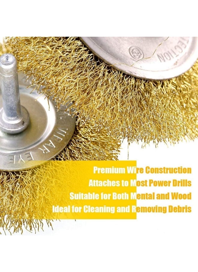Biella 5Pcs Brass Coated Wire Brush Wheel And Cup Brush Set With 1/4-Inch Shank  - Image 3