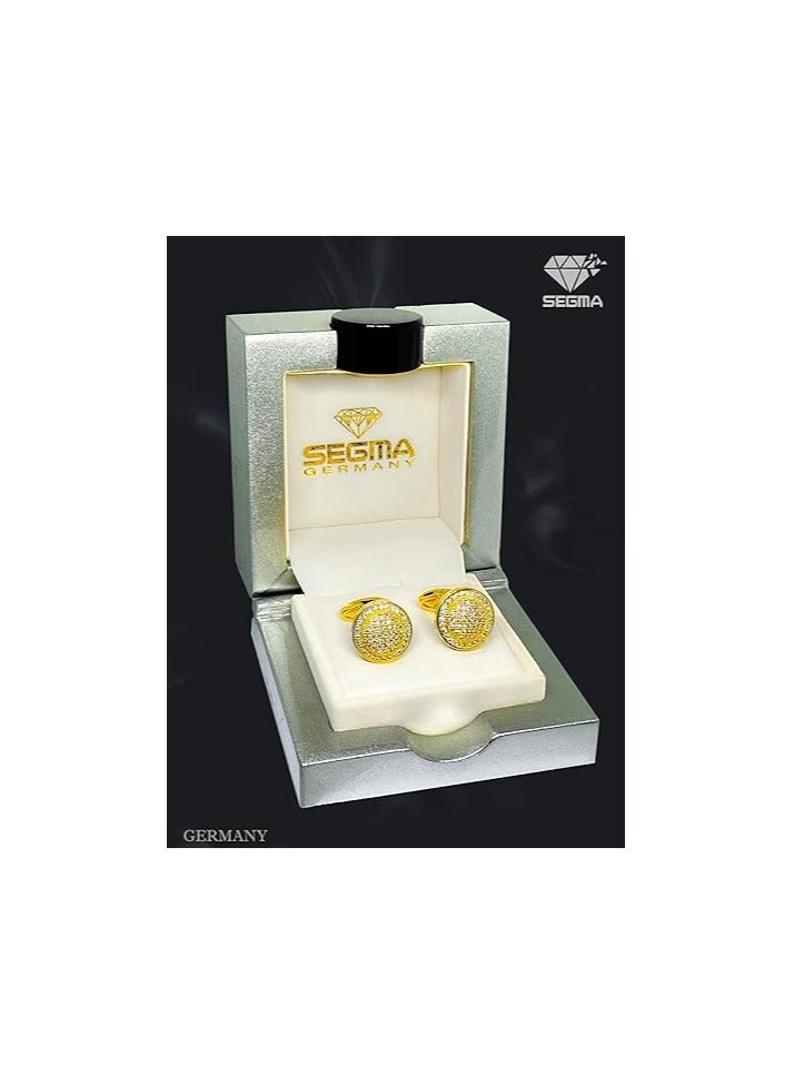 SEGMA Gold Plated Cufflinks With Pave Crystals - Image 2