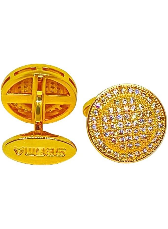 SEGMA Gold Plated Cufflinks With Pave Crystals - Image 3