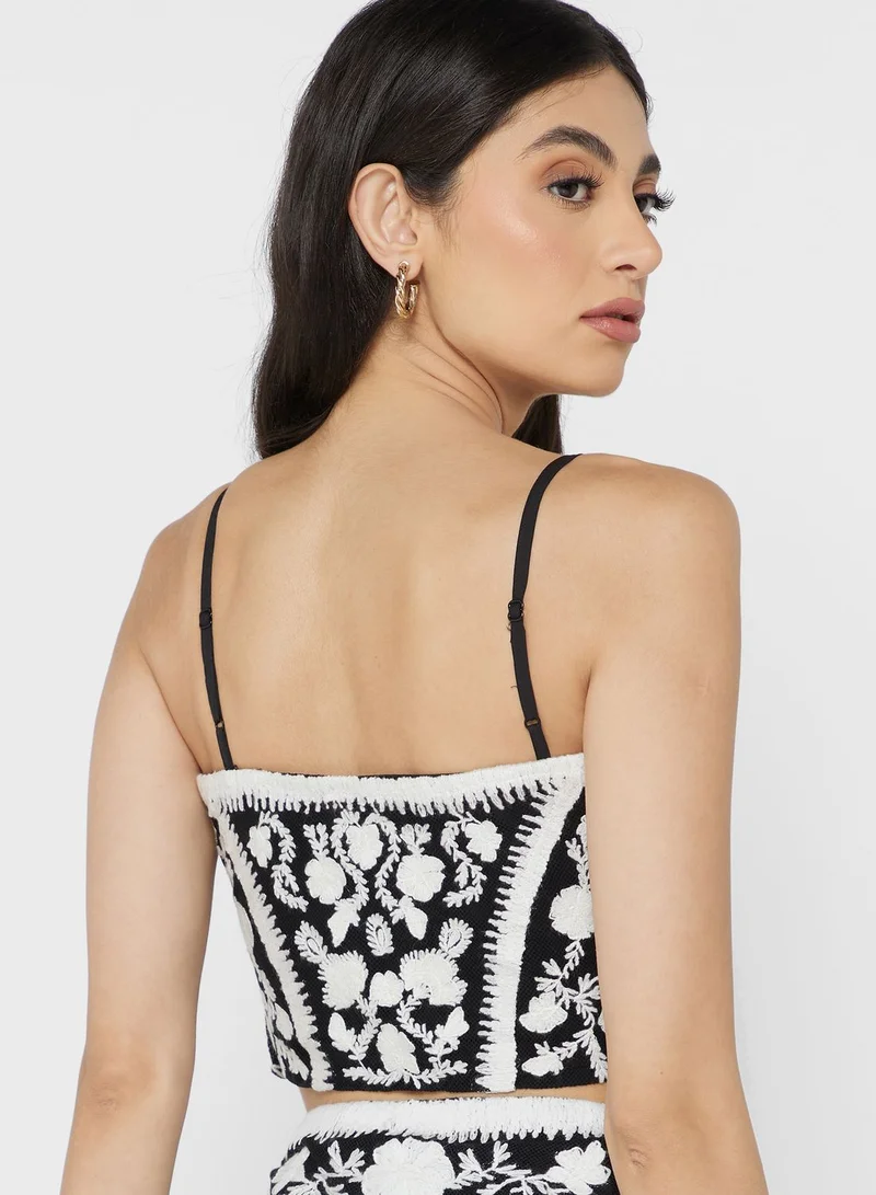Lauren Ralph Lauren Strappy Printed Crop Top