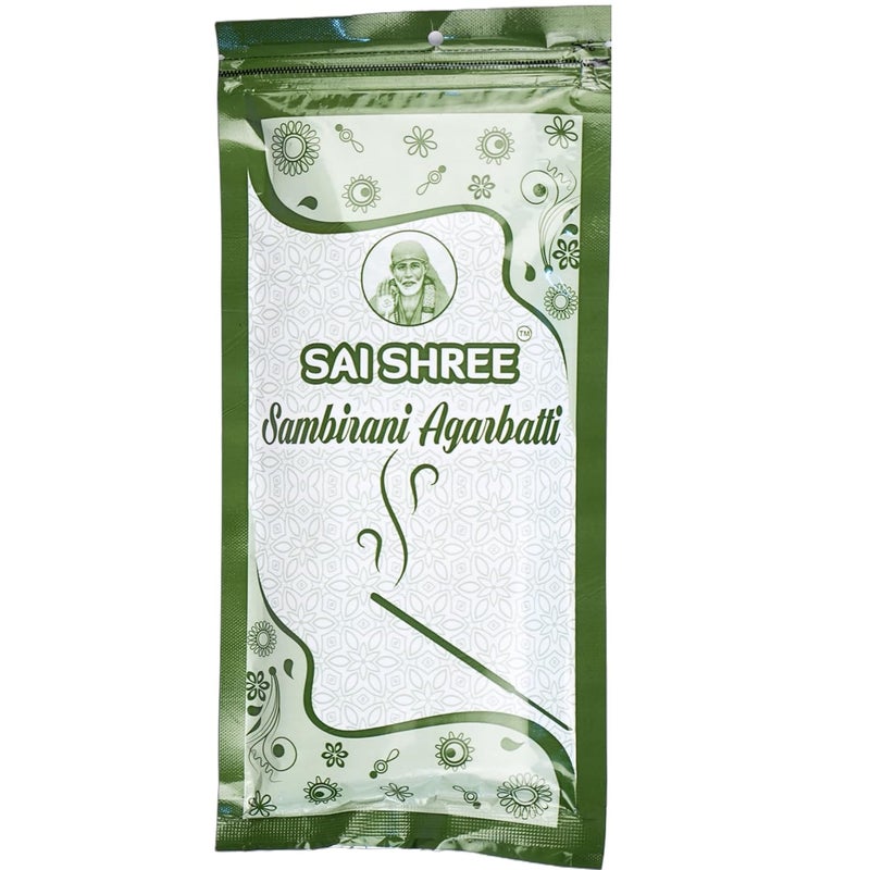 SAI SHREE Sai Shree Sambrani Agarbatti Sticks 130g Zipper Pouch Thick Loban Sticks Pack of 3 Approx 225 Agarbatties  - Image 3