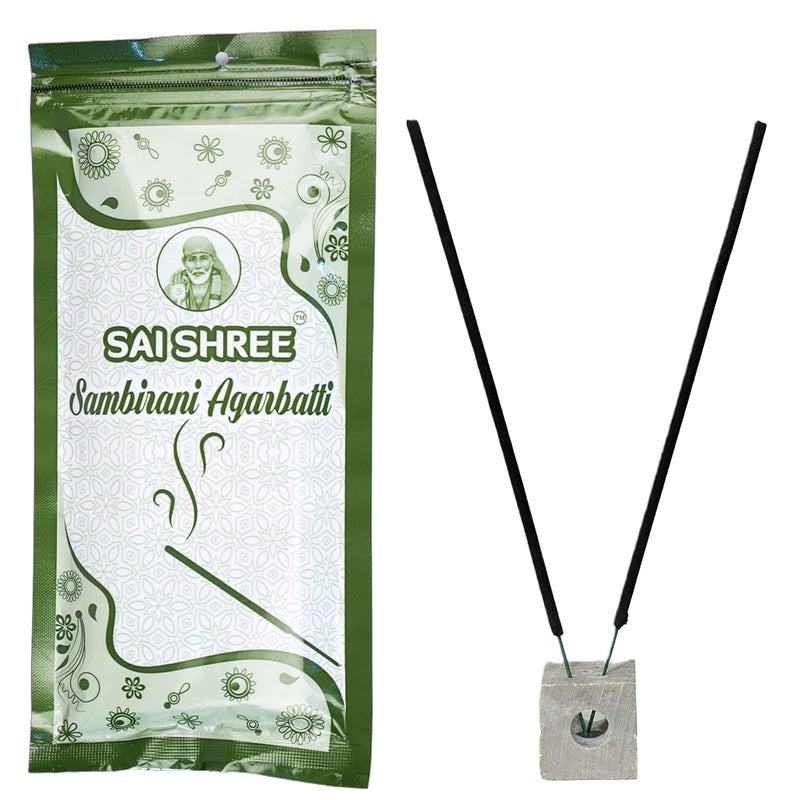 SAI SHREE Sai Shree Sambrani Agarbatti Sticks 130g Zipper Pouch Thick Loban Sticks Pack of 3 Approx 225 Agarbatties  - Image 2