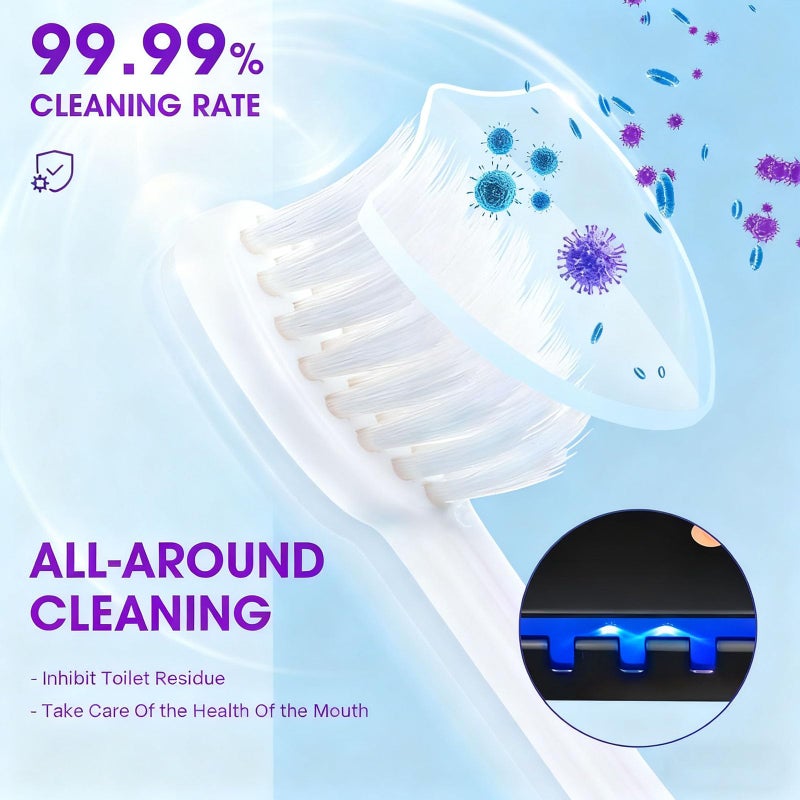 ALLGLAM Toothbrush Sterilizer Holder Wall Mounted, USB Rechargeable Automatic Toothpaste Dispenser with 5 Brush Slots, Bathroom Organizer for Families (Black) - Image 4