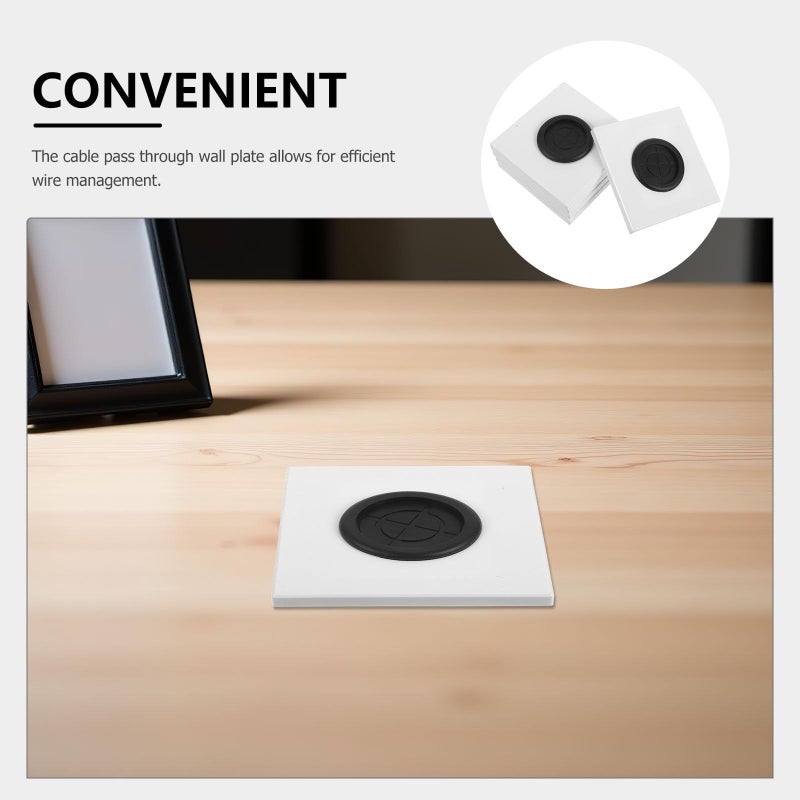 5pcs White Blank Wall Outlet Plates Rubber Grommet Cable Entry Home Office - Image 4