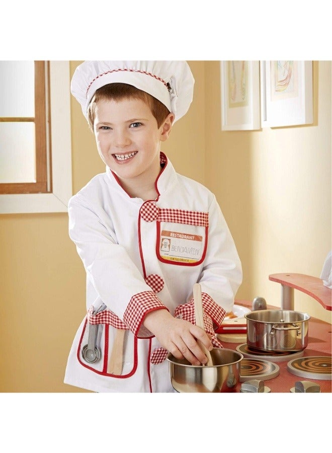 Children Chef Role Play Costume Set Includes Kids Apron,Chef Hat,Mini Kitchen Utensils Suit Cute Dress up Gift Set for 3-8 Year Old - Image 5