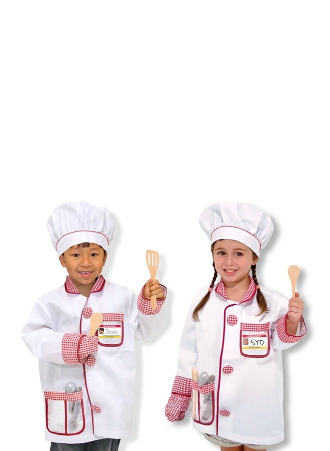 Children Chef Role Play Costume Set Includes Kids Apron,Chef Hat,Mini Kitchen Utensils Suit Cute Dress up Gift Set for 3-8 Year Old - Image 3