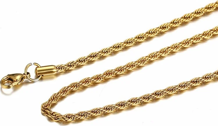 Chavin Yellow Twist Curved Model 3Mm. 75cm. Men's Steel Chain Dt33