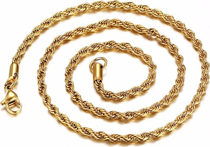 Chavin Yellow Twist Curved Model 3Mm. 75cm. Men's Steel Chain Dt33