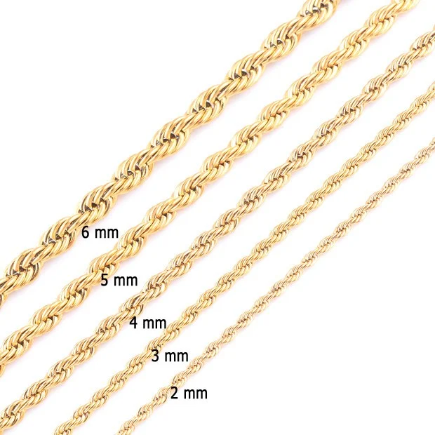 Chavin Yellow Twist Curved Model 3Mm. 75cm. Men's Steel Chain Dt33