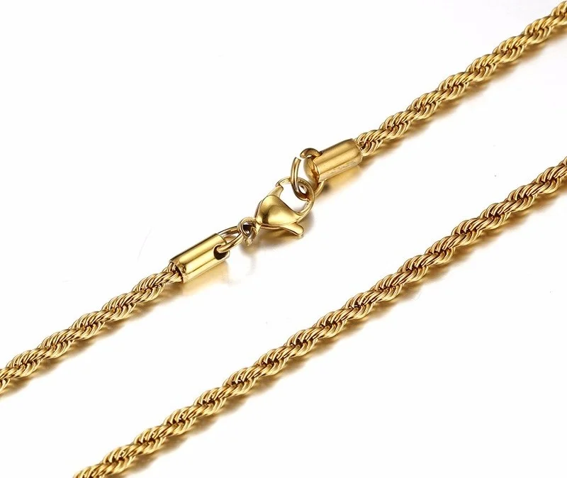 Chavin Yellow Twist Curved Model 3Mm. 75cm. Men's Steel Chain Dt33