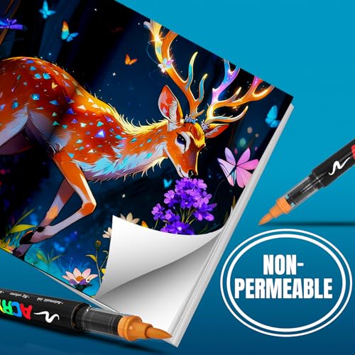 BIGTHUMB 72 Colors Acrylic Paint Pens Markers, Brush Tip Automatic Ink Control Paint Markers for Rock Painting, Ceramic, Wood, Plastic, Canvas, Glass, Card Making, DIY Crafts & Art Supplie - Image 5