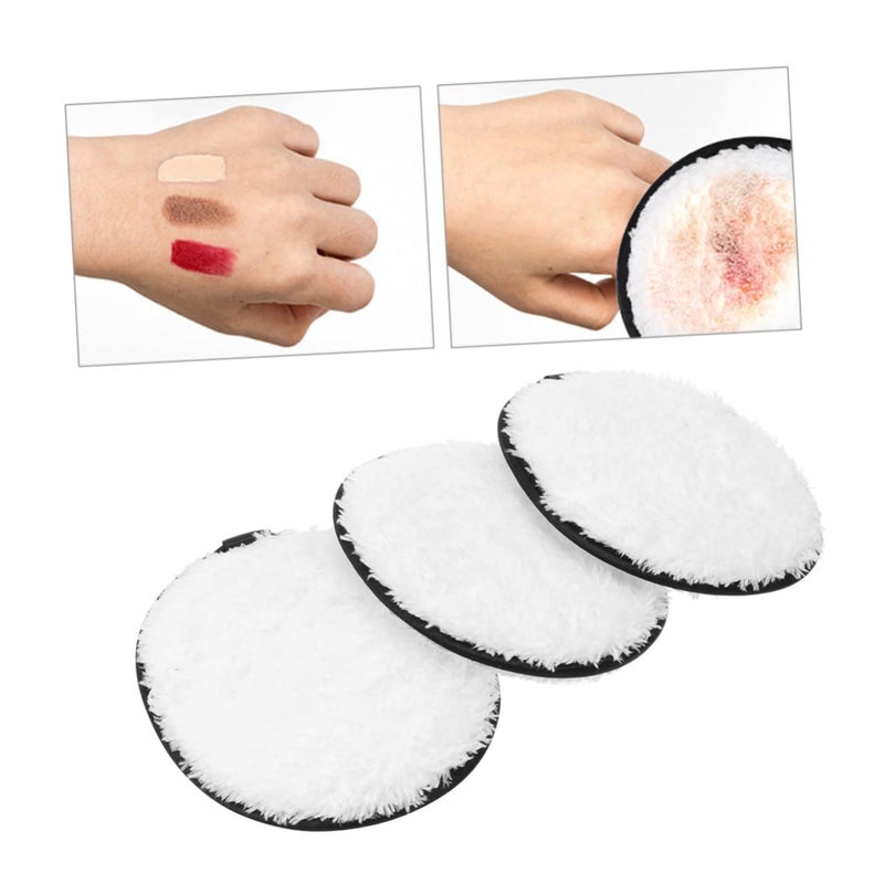 Reusable Microfiber Makeup Remover Towel Pads 3pcs Soft Washable White Oval For All Skin Types - Image 2
