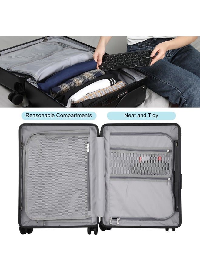 Bulyoou 20 Inch Ride on Luggage with Seat for Kids Top Opening Aluminum Frame Suitcase with Spinner Wheels Locks for Travel(Black) - Image 5