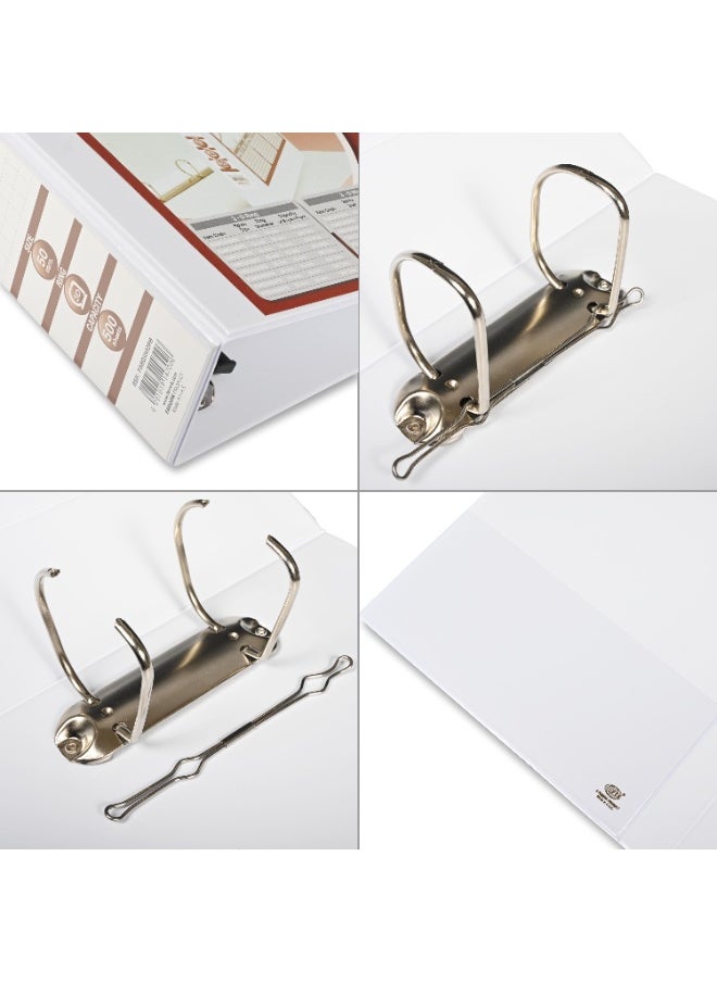FIS Presentation Binder, A4 Size(210x297mm), 3[D]Ring Type, 50mm Ring Size, 3.00" Inches Spine with Clear PVC Pocket For Easy Insert Your Label Design, Packet of 2 Pieces, White Color-FSBD350DPB/2  - Image 2