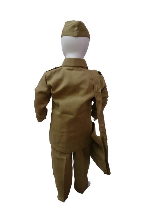 BookMyCostume BookMyCostume Indian Postman Dakiya with Classic Khaki Cap and Bag Community Helper Kids Fancy Dress Costume 3-4 years  - Image 4