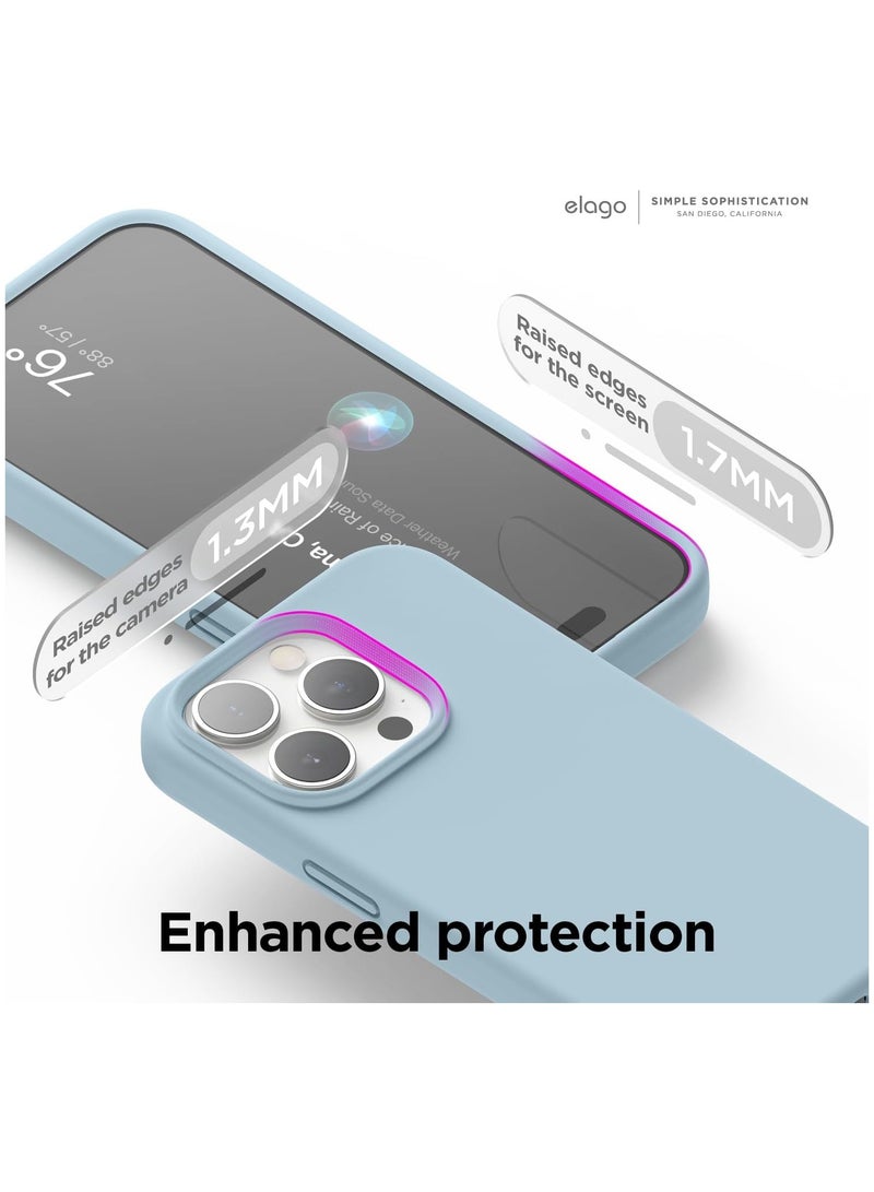 Silicone Case Compatible with iPhone 15 Pro Max, Slim Liquid Silicone Phone Case with Soft Rubber Overlays, Shockproof Bumper with TPU Lining (Sky Blue) - Image 4