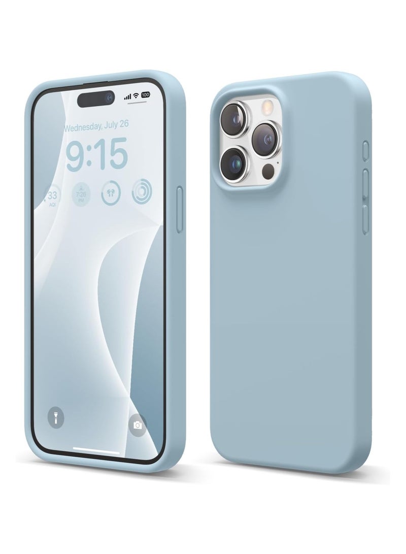 Silicone Case Compatible with iPhone 15 Pro Max, Slim Liquid Silicone Phone Case with Soft Rubber Overlays, Shockproof Bumper with TPU Lining (Sky Blue) - Image 1