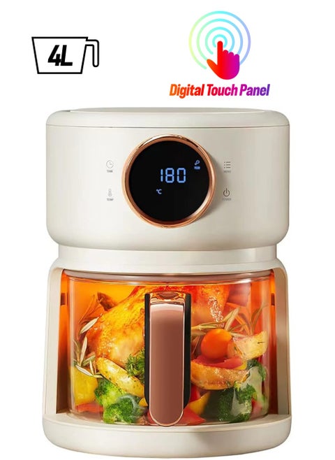 Air Fryer with Rapid Air Technology, 4 Liters Digital Control Panel Instant Oven with Visible Window and 12 Cooking Preset Programs (White)