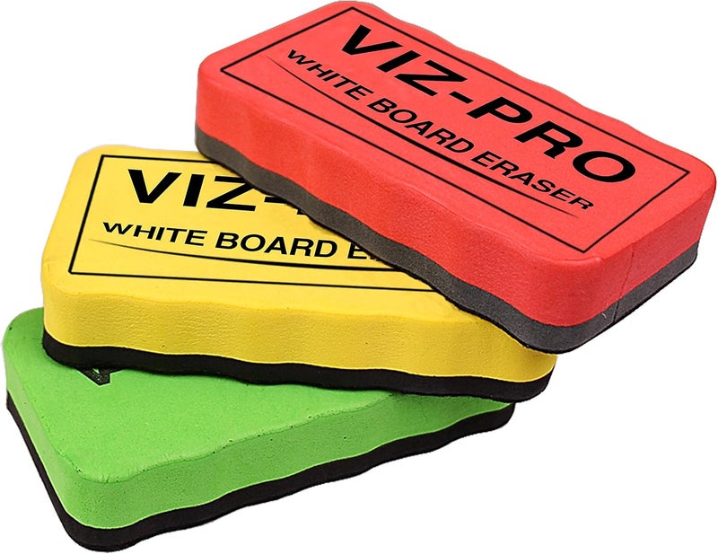 VIZ-PRO ممحاة سبورة بيضاء مغناطيسية، 3 ممحاة ملونة، 3 قطع - Image 1